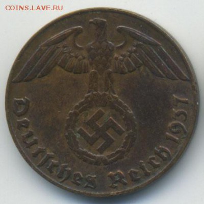 III Рейх 1 рейхпфенинг 1937J до 13.01.2015 в 22:00 Москве - 1PF1937J_