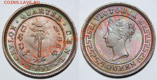 4 цента 1890,1901 Цейлон,20 центов Straits Settlements - Вј cent 1901