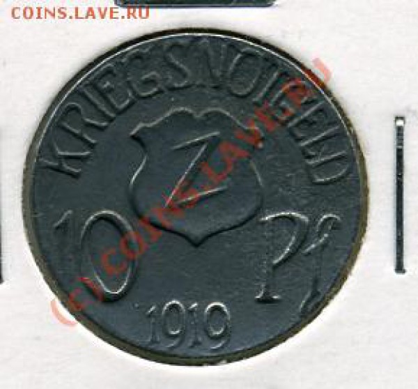 Нотгельды Германии. Обзорная тема. - 10 пфенигов 1919 Нотг.-Волфах.JPEG