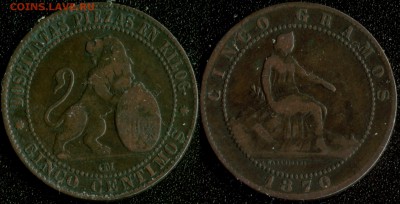 Испания 5 сантим 1870 до 22:00мск 14.01.15 - Испания 5 сантим 1870