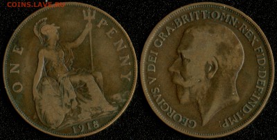 Великобритания 1 пенни 1918 до 22:00мск 14.01.15 - 1-1918