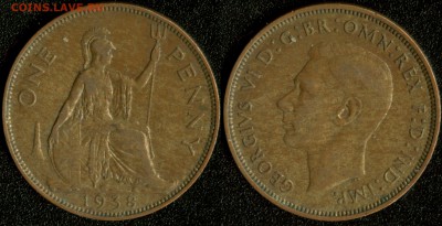 Великобритания 1 пенни 1938 до 22:00мск 14.01.15 - 1-1938