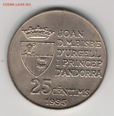 АНДОРРА 25 САНТИМОВ 1995 ФАО ДО 15.01.15 В 22.00МСК (А571) - 4-ан1
