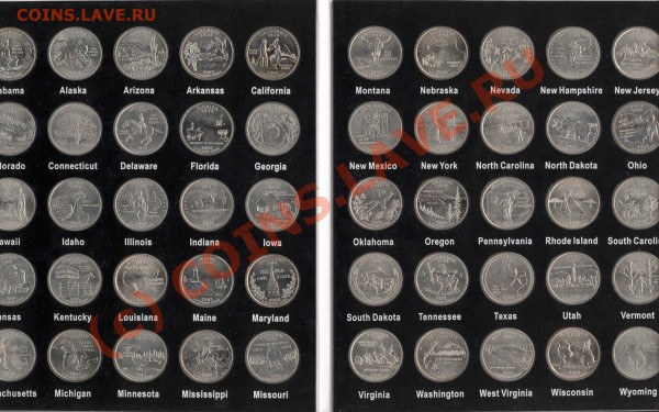 квотеры США в альбомах дешево - quarters