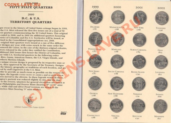 квотеры США в альбомах дешево - littleton folder states+terr3