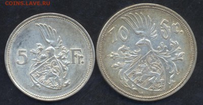 Люксембург 5 и 10 франков 1929 г. Оценка. - Люкс.1