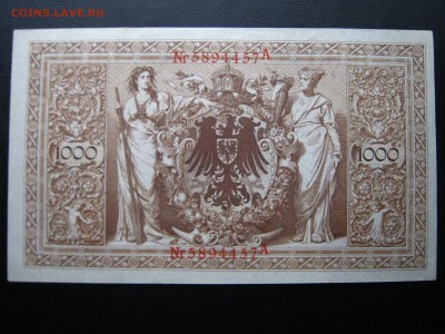 ГЕРМАНИЯ 2 по 1000 марок 1910. Номера подряд. БЕЗ ОБРАЩЕНИЯ. - Изображение 190