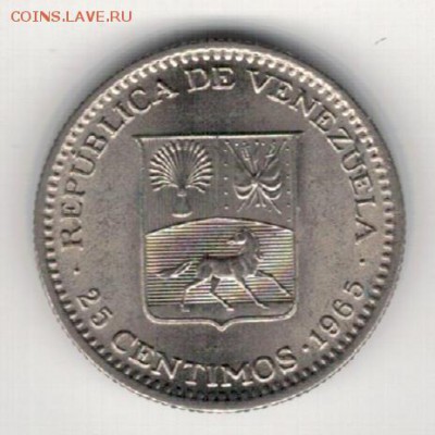 Венесуэла 25 сентимо 1965 до 19.01.15 в 22.00мск (А634) - 4-вен25с65а