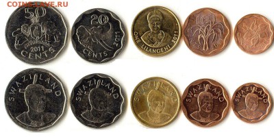 Лот 5 монет Свазиленда 2011г. UNC - свазиленд
