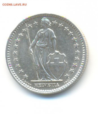Ag. швейцария 2 франка 1957. XF . до 20.01 22:00 - 1