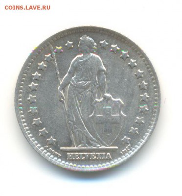 Ag. швейцария 1 франк 1945 . до 20.01 22:00 - 3