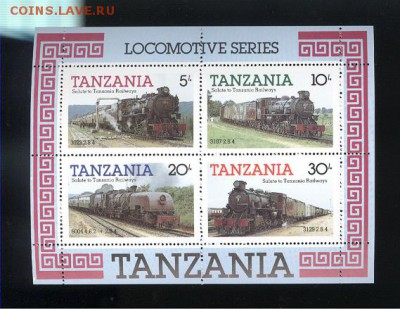 Марки - блок Локомотивы - Танзания (негашёный) - Tanzania_Train