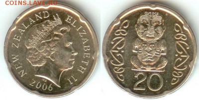 Новая Зеландия 20 центов 2006, до 21.00 мск 23.01.2015 - Новая Зеландия 20 центов 2006
