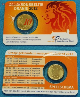 10 центов (цветные) 2014 года нидерланды - Orange-Lucky-10-Cent-Coin-Card