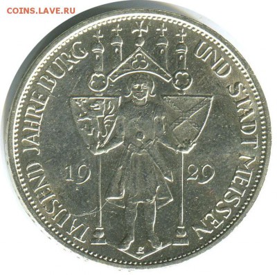 3 рейхсмарки, Германия, 1929, Веймар, 1000 лет Мейссена - lot-167804-2