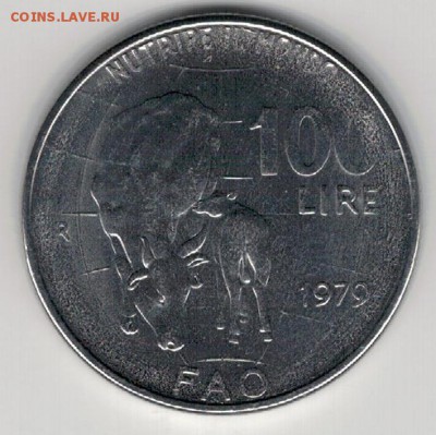 ИТАЛИЯ 100 ЛИР 1979 ФАО КОРОВЫ ДО 22.01 В 22.00МСК (А637) - 4-1ит100а