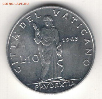 ВАТИКАН 10 ЛИР 1963 ДО 22.01.15 В 22.00МСК (А668) - 4-в10л63а
