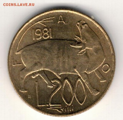 САН-МАРИНО 200 ЛИР 1981 ФАО БЫК ДО 22.01 В 22Ч (А669) - 4-см200л81а