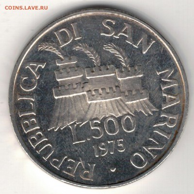 Ag САН-МАРИНО 500 ЛИР 1975 НУМИЗМАТИКА 22.01.15 В 22Ч (А658) - 5-с500л75а