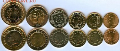 Турция набор 6 монет, цена Фикс - турция набор 6 монет