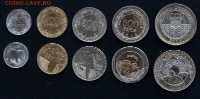 Колумбия животные набор 5 монет, цена Фикс - колумбия 5 м