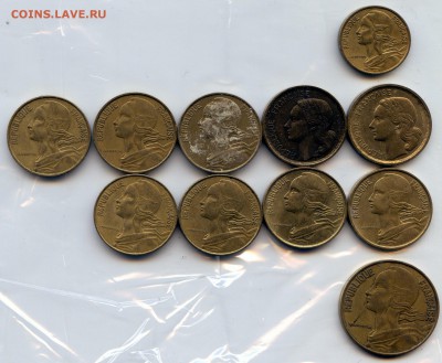 ФРАНЦИЯ. РАСПРОДАЖА. 22 МОНЕТ ВСЕ РАЗНЫЕ. до 24.01 в 20.30 - CoinsWorldSUperCollection052