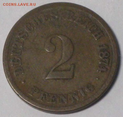Куплю монеты Кайзеровской Германии - 1874-2 пфеннига-80р