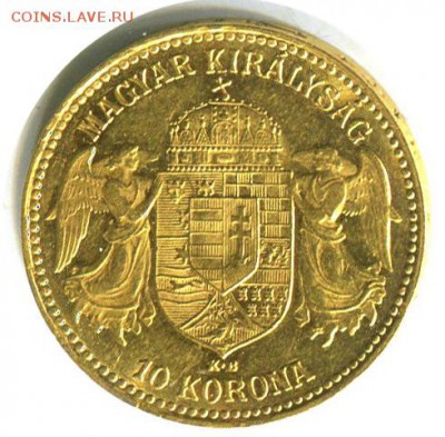 10 корона, Австро-Венгрия, 1908, ангелы, золото 3,48 гр - lot-163098-1