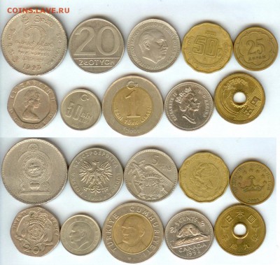 Иностранные монеты-10 шт из 9  стран до 21.00 мск 28.01.2015 - 10 монет