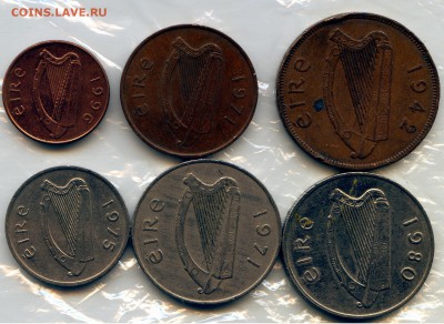 ИРЛАНДИЯ. 6 разных монет. РАСПРОДАЖА! до 27.01 в 21.30 - CoinsWorldSUperCollection058
