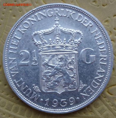 Нидерланды 2,5 гульдена 1939 Вильгельмина - нннн