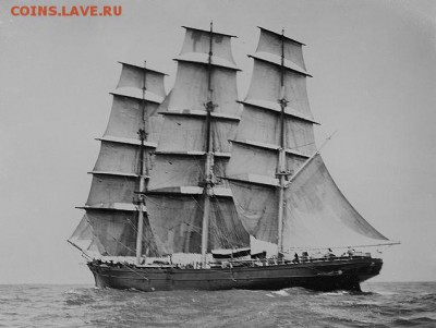 Монеты с Корабликами - Единственное фото Катти Сарк на ходу. Снимок сделан капитаном Р. Вуджетом.