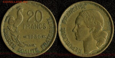 Франция 20 франков 1950 (нечастая!) до 22:00мск 26.01.15 - Франция 20 франков 1950 (1)