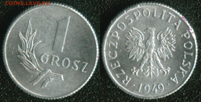 Польша 1 грош 1949 до 22:00мск 26.01.15 - Польша 1 грош 1949