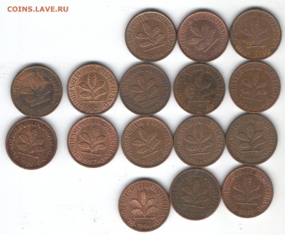 Продам иностранные монеты стран Европы(ходячка, погодовка) - фрг1пфАД2