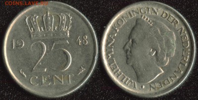 Нидерланды 25 центов 1948 до 22:00мск 26.01.15 - Нидерланды 25 центов 1948