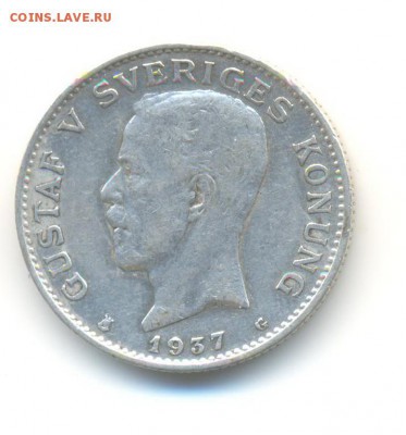 Ag. швеция 1 крона 1937 . до 26.01 22:00 - 6