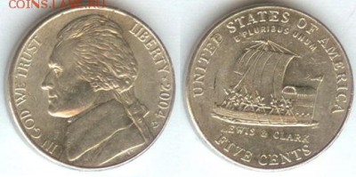 США-5 центов 2004г,Корабль Льюиса и Кларка, 21.00 мск 30.01. - США-5 центов 2004г Корабль