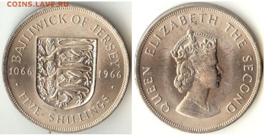 5 шиллингов 1966г. О-в Джерси до 30.01.2015 в 22.10МСК - 5шил1966Джер