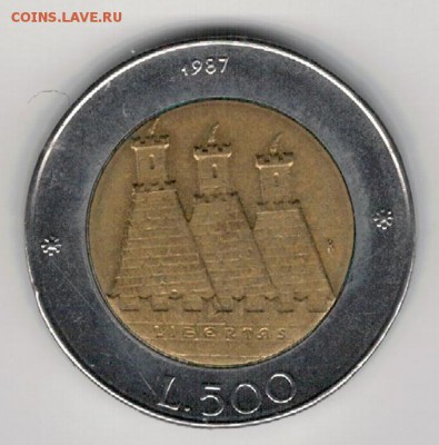 САН-МАРИНО 500 ЛИР 1987 ДО 29.01.15 В 22Ч (А657) - 4-см500а
