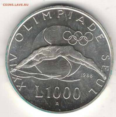 Ag САН-МАРИНО 1000 ЛИР 1988 ОЛИМПИАДА 29.01.15-22Ч (А666) - 5-см1000а