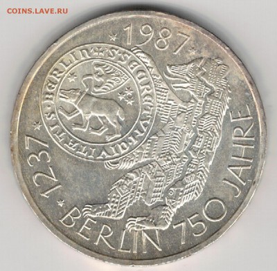 Ag ФРГ 10 МАРОК 1987J ЮБИЛЕЙ БЕРЛИНА ДО 29.01 В 22Ч (А714) - 5-фрг10м87