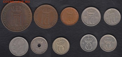 Норвегия 1 - 25 эре 1926-1986 10 монет до 27.01.2015 21-00 - Норвегия 10 монет р