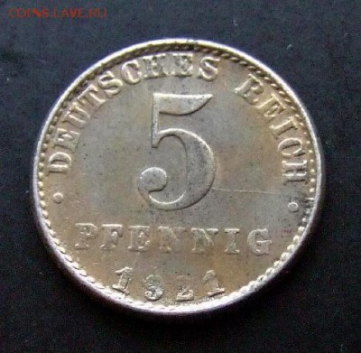 3 - Германия 5 пфеннигов (1921 А) железо Р