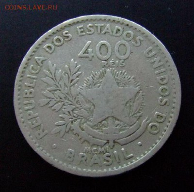 3 - Бразилия 400 рейс (1901) d-30мм Р