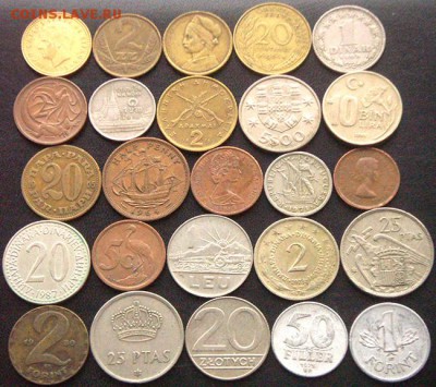 54 разные зарубежные монеты (см. описание). До 29.01_22.00мс - 9304