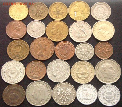 54 разные зарубежные монеты (см. описание). До 29.01_22.00мс - 9305