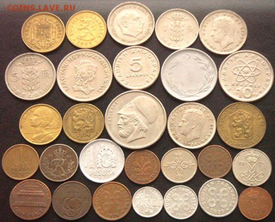 54 разные зарубежные монеты (см. описание). До 29.01_22.00мс - 9306