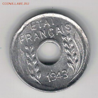 Фр.Индокитай цент 1943 до 02.02.15 в 22.00мск (А676) - 4-ин
