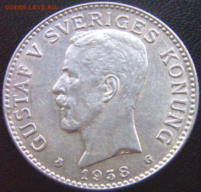 Швеция_2 кроны 1938. Отличное серебро; до 30.01_22.14мск - 8343